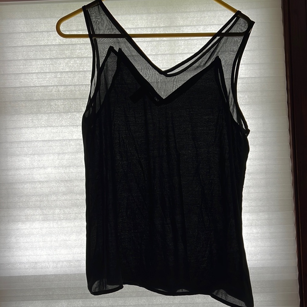 INC sleeveless sheer black top